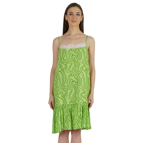 Bimba Printed Rayon Nightwear for Womens Spaghetti Strap Night Dress Sexy Nightgown