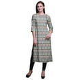 thumbnail image 1 of Bimba Printed Straight Kurtis For Women 3/4 Sleeve Kurta Summer Tunic Dress, 1 of 6
