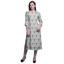 Bimba Printed Straight Kurtis For Women 3/4 Sleeve Kurta Summer Tunic Dress