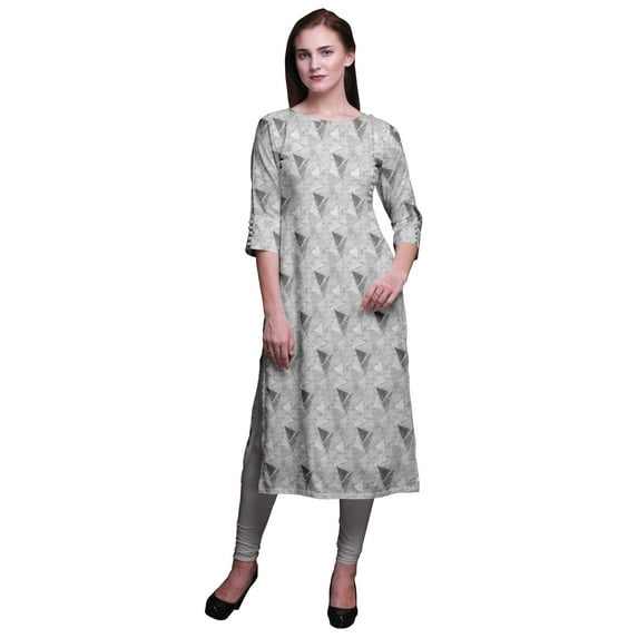 Bimba Printed Straight Kurtis For Women 3/4 Sleeve Kurta Summer Tunic Dress