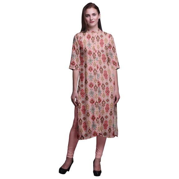 Bimba Printed Straight Kurtis For Women Button Down Mandarin Indian Tunic XX-Large
