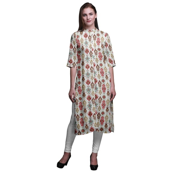 Bimba Printed Straight Kurtis For Women Button Down Mandarin Indian Tunic XXX-Large