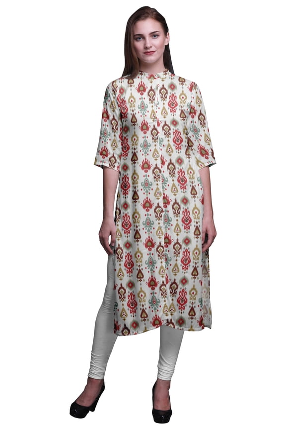 Printed Straight Kurtis For Women Button Down Mandarin Indian Tunic XXX-Large