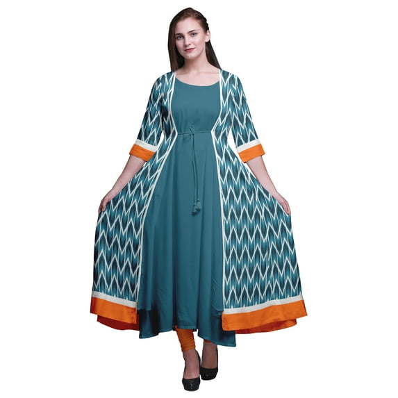 Bimba Printed Women Anarkali Dresses Sleeveless Long Indian Kurtis Ethnic Kurta