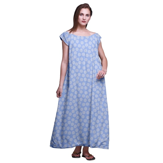 Bimba Printed Womens Nightgown Ladies Nightwear Nursing Dress Rayon Sleepwear