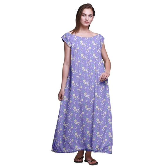 Bimba Printed Nightwear For Women Rayon Long Maxi Dress Sleepdress Night Gown