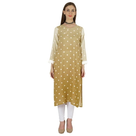 Bimba PrintedDesignerKurtaFor Womens Straight Kurti V-Neck EthnicTraditionalWear - Cotton Modal