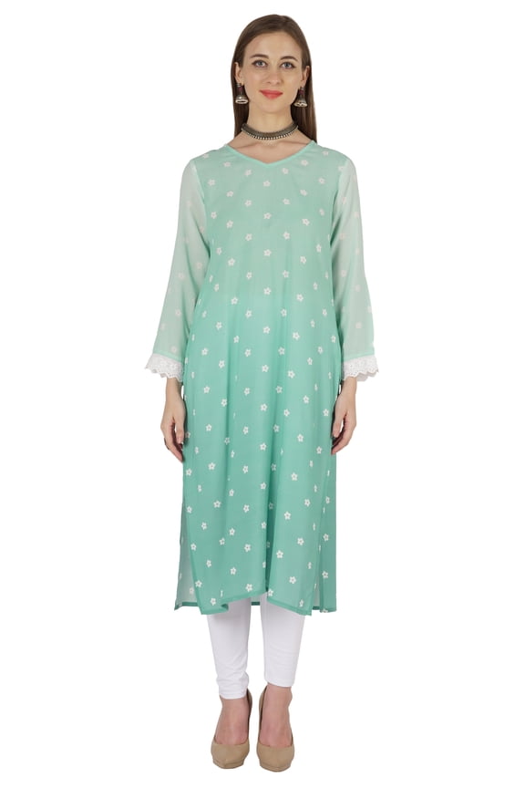 PrintedDesignerKurtaFor Womens Straight Kurti V-Neck EthnicTraditionalWear - Cotton Modal