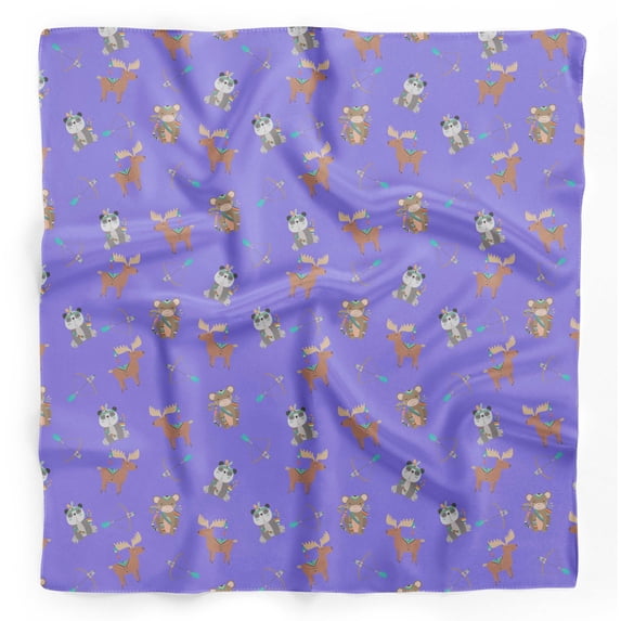 Bimba Purple Arrow & Reindeer Kids Printed Pure Silk Scarf For Hair Neck Head Bandanas For Women 40 x 80 Inches