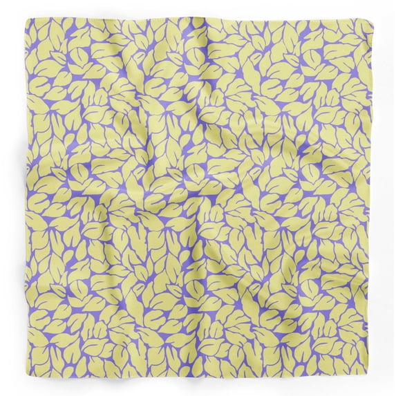 Bimba Purple Basil Leaves Pure Silk Printed Scarf Dupatta Head Neck Wrap Bandanas For Women 40 x 80 Inches
