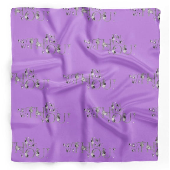 Bimba Purple Floral Love Quotes Text Printed Pure Silk Scarf Neck Wrap Summer Hair Bandanas For Women 40 x 80 Inches