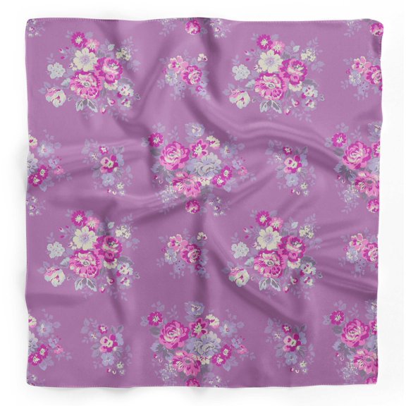 Bimba Purple Leaves & Begonia Floral Printed Pure Silk Scarf Neck Wrap Summer Hair Bandanas For Women 40 x 80 Inches