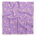 thumbnail image 1 of Bimba Purple Leaves & Periwinkle Floral Pure Silk Printed Scarf Dupatta Head Neck Wrap Bandanas For Women 40 x 40 Inches, 1 of 6