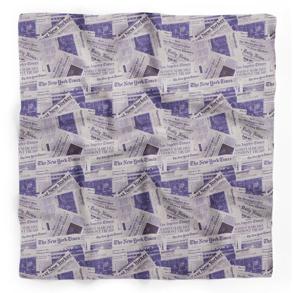 Bimba Purple Newspaper Mix Pure Silk Printed Head Bandanas Summer Neck Wrap Scarf 40 x 40 Inches