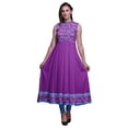 thumbnail image 1 of Bimba Purple Ocean Indian Long Kurti For Women Party Wear Printed Sleeveless Anarkali Kurti Dress Small, 1 of 6