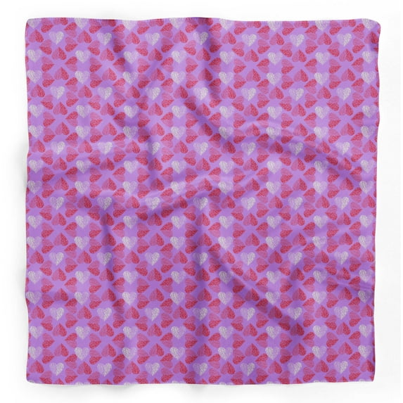 Bimba Purple Red Heart Printed Pure Silk Scarf Neck Wrap Summer Hair Bandanas For Women 40 x 80 Inches