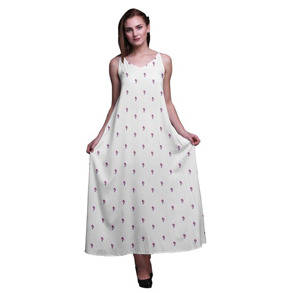 Bimba Rayon Block Ladies Printed Backless Spaghetti Strap Long Maxi Evening Party Dress-XSmall