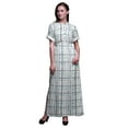 thumbnail image 1 of Bimba Rayon Check Shibori Printed Gown Kimono Sleeves Summer Long Maxi SlitÂ&nbsp;Dress-XSmall, 1 of 6