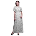 thumbnail image 1 of Bimba Rayon Curry Leaves Printed Gown Kimono Sleeves Summer Long Maxi SlitÂ&nbsp;Dress-X-Large, 1 of 6
