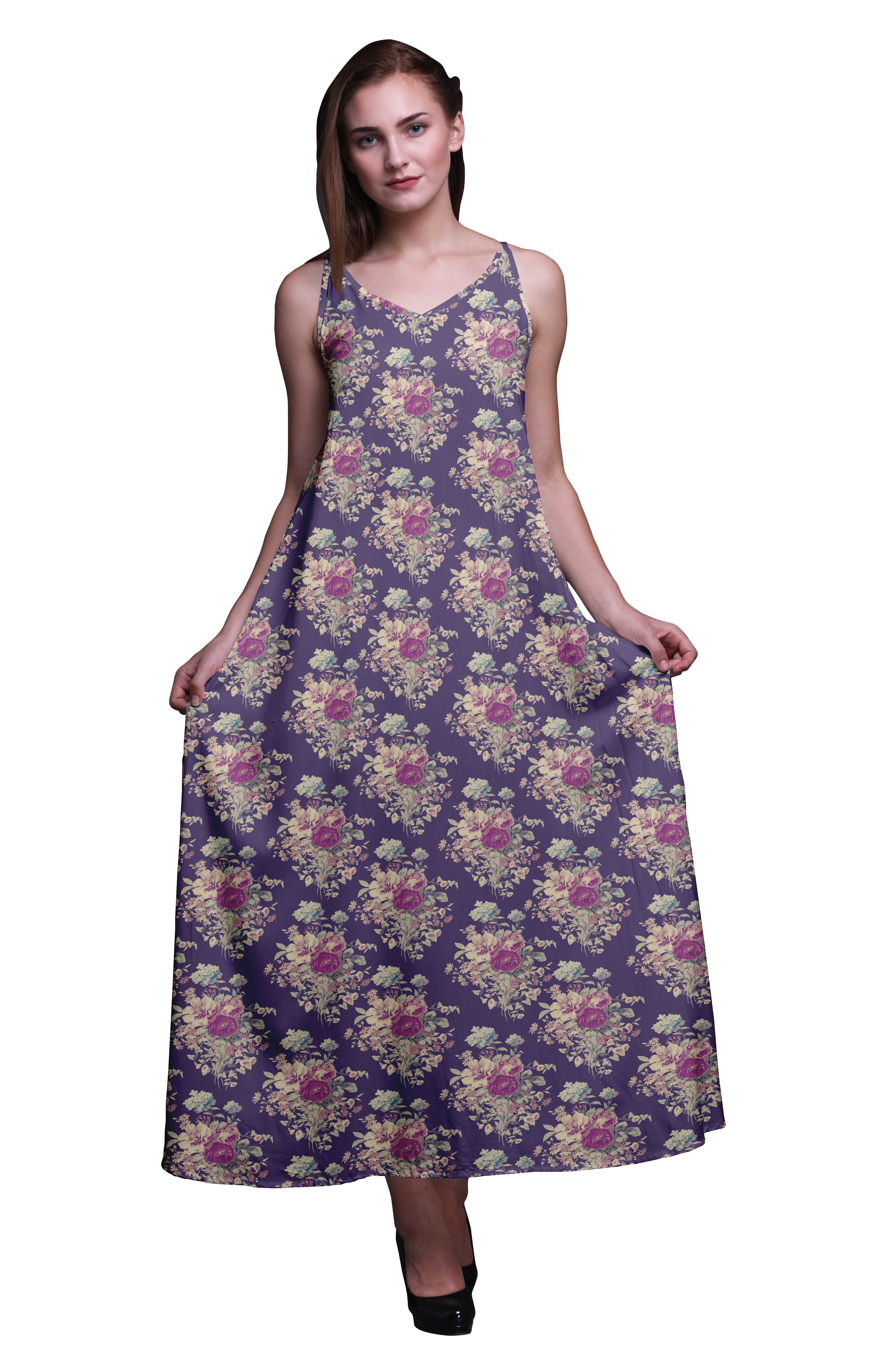 Ric Rac Straps Bow Back Cut Out Printed Swing Maxi Cami Dress
