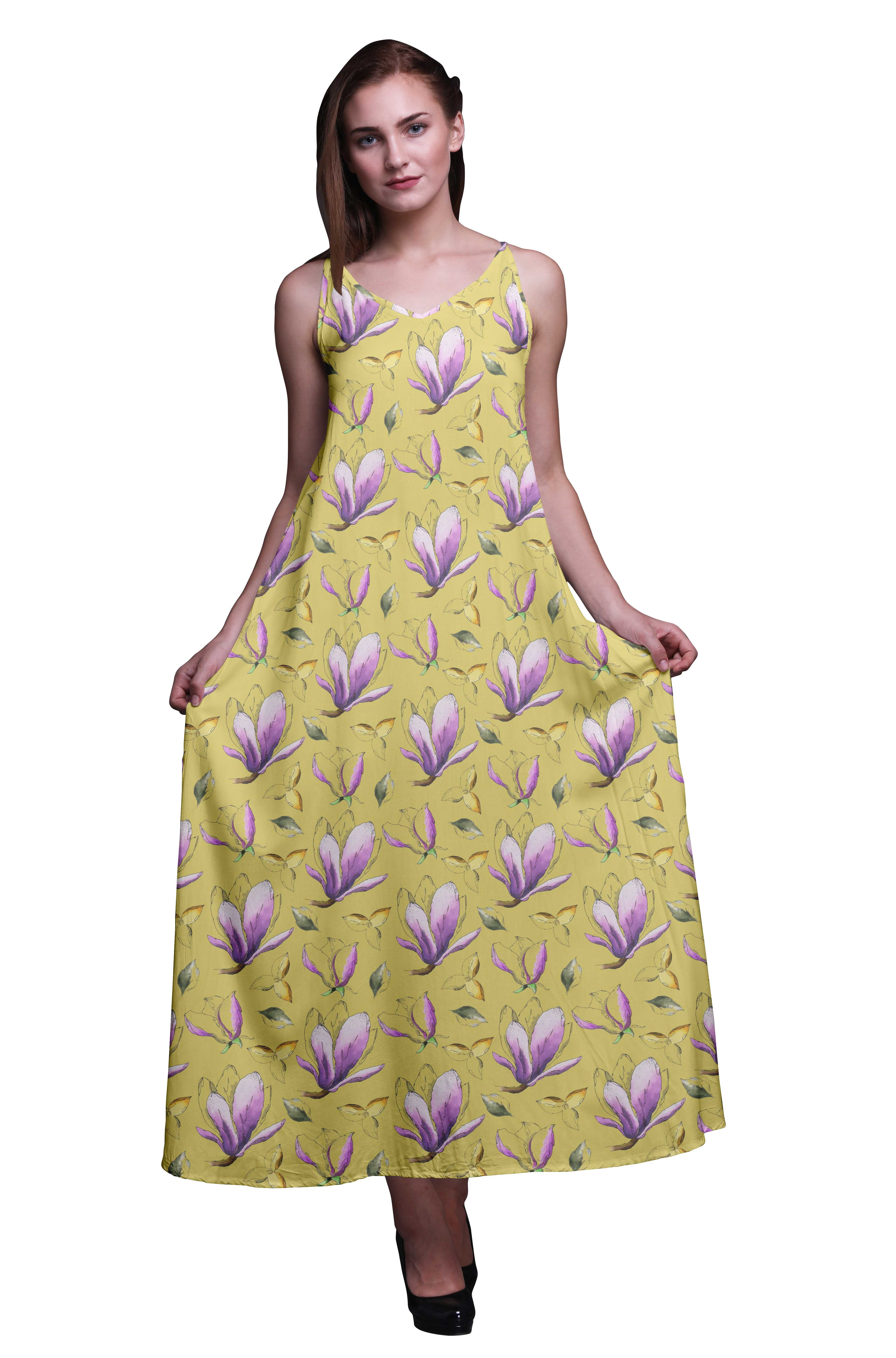 Bimba Women Long Dress Rayón Black Máximo Gown Bohemian