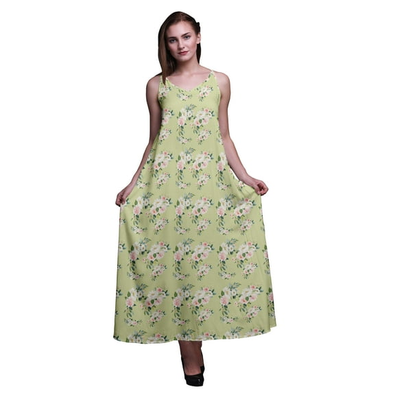 Bimba Rayon Floral Printed Womens Long Dress Chic Bohemian Summer Maxi Beach Wear-XX-Large