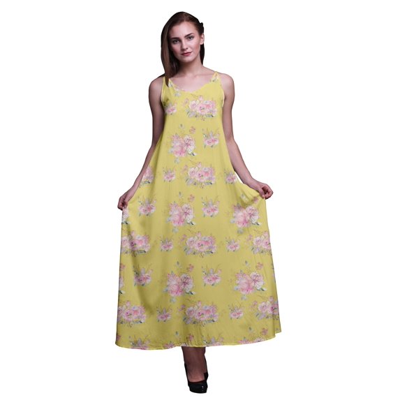 Bimba Rayon Floral Women’s Adjustable Spaghetti Strap Long Maxi Print Dress Bohemian-XXX-Large