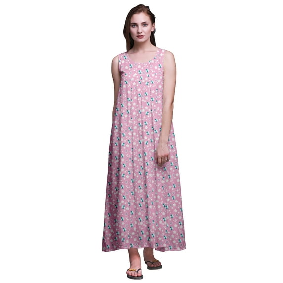 Bimba Rayon Rayon Nightgowns For Women Maxi Printed Sleepwear Night Dress-XL