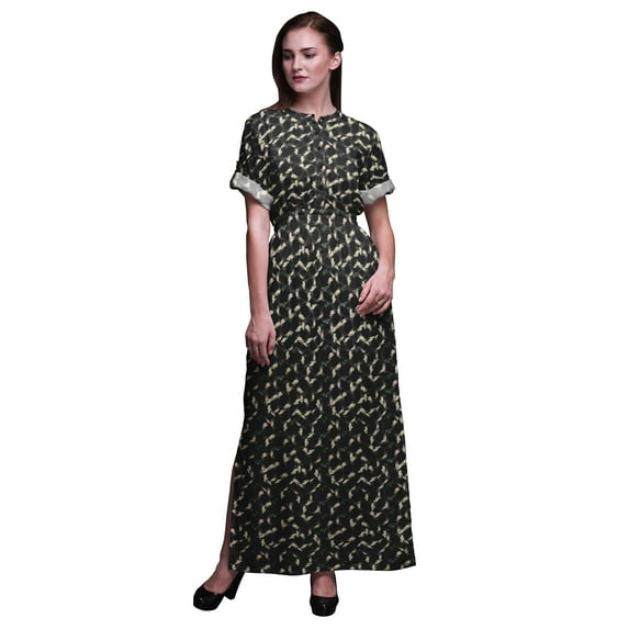 Bimba Rayon Roses & Ranunculus Floral Womens Printed Side Slit Summer Dress Long Maxi Gown-XSmall