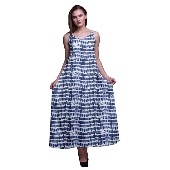 Bimba Rayon Shibori Womens Long Casual Dress Spaghetti Strap Summer Maxi Sundress-XX-Large