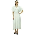 thumbnail image 1 of Bimba Rayon Solid Pattern Caftan Maxi Dress Women's Night Gown Kimono Dress, 1 of 5