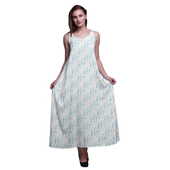 Bimba Rayon Tie-Dye Printed Womens Long Dress Chic Bohemian Summer Maxi Beach Wear-X-Large