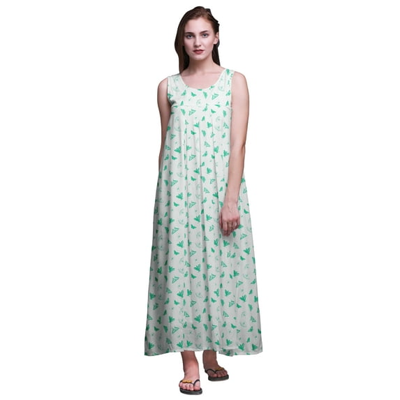 Bimba Rayon  Printed Rayon Nightgowns For Women Sleeveless Gown Sleepwear Maxi Dress-2X