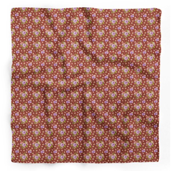 Bimba Red Blooming Camellias & Rose Floral Pure Silk Printed Head Bandanas Summer Neck Wrap Scarf 40 x 40 Inches