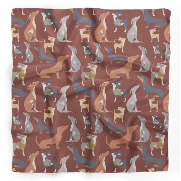 Bimba Red Cute Dog Pure Silk Printed Scarf Dupatta Head Neck Wrap Bandanas For Women 40 x 80 Inches