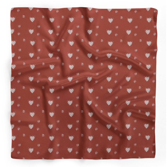 Bimba Red Heart & Dots Printed Pure Silk Scarf Neck Wrap Summer Hair Bandanas For Women 40 x 40 Inches