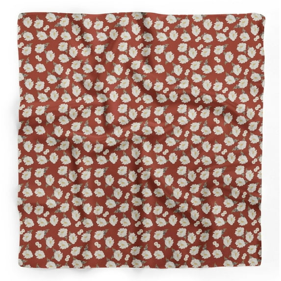 Bimba Red Ranunculus Floral Pure Silk Printed Head Bandanas Summer Neck Wrap Scarf 40 x 80 Inches