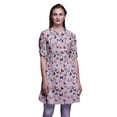 thumbnail image 1 of Bimba Roll Up Sleeve Kurti For Women Printed Mandarin Collar Short Kurti Tops, 1 of 6