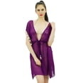 thumbnail image 1 of Bimba Sheer Georgette Beach Kaftan Swimsuit Coverup Short Shrug Top With Pom Poms, 1 of 9