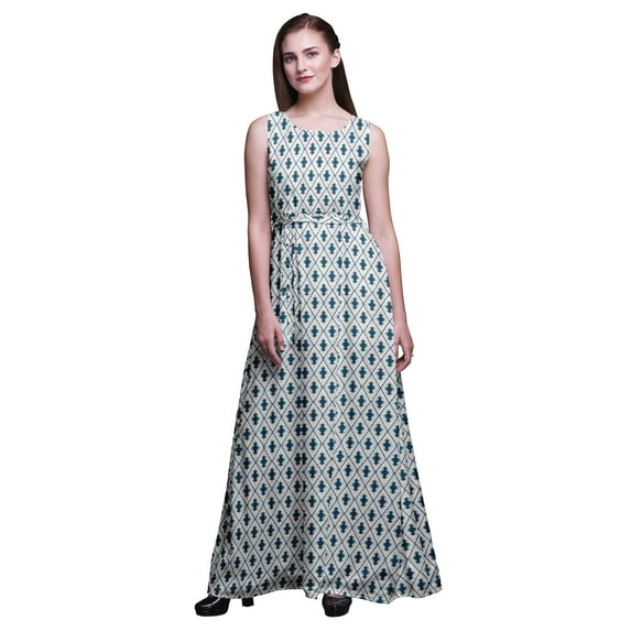 Bimba Shibori Ladies Round Neck Sleeveless Long Tank Casual Maxi Print Dress-XXX-Large