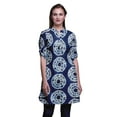 thumbnail image 1 of Bimba Short Kurtis For Ladies Printed Mandarin Collar Roll Up Sleeve Dress, 1 of 6