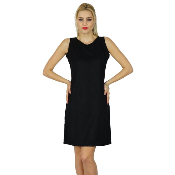 Bimba Short Mini Black Dress Sleeveless Rayon Made Bodycon Custom Dress