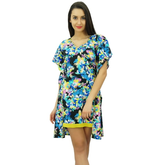 Bimba Short Polyester Kaftan Asymmetrical Caftan Coverup Chic Beach Clothing