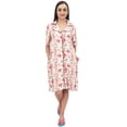 thumbnail image 1 of Bimba Short Sleeve Floral Print Off White Sleepshirt Women's Sleepwear Dress - 28, 1 of 9