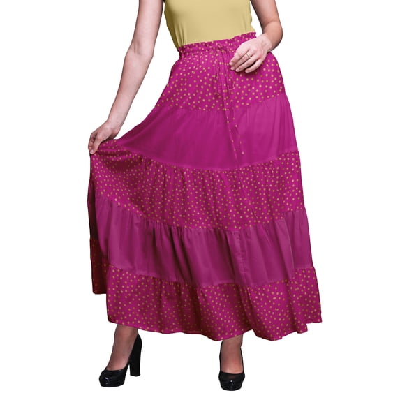 Bimba Skirts For Women Long Length Cotton Printed Maxi Boho Summer Skirt