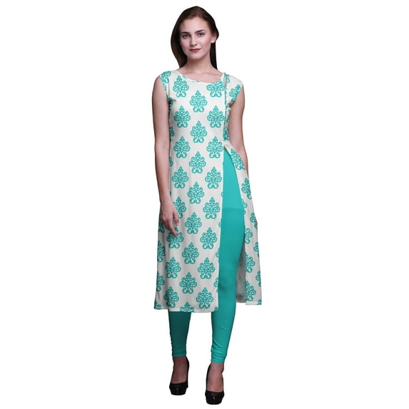 Bimba Sleeveless Kurta Printed Women Straight Kurti Indian Summer Clothing