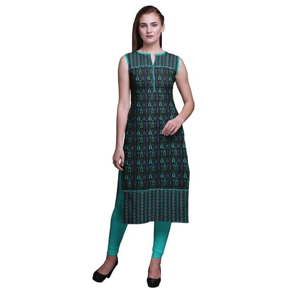 Bimba Sleeveless Kurtis For Women Printed Women Straight Kurta Indian Top Large