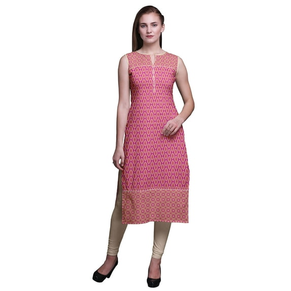 Bimba Sleeveless Kurtis For Women Printed Women Straight Kurta Indian Top Large