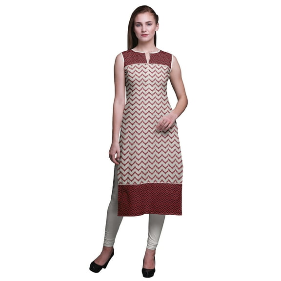 Bimba Sleeveless Kurtis For Women Printed Women Straight Kurta Indian Top X-Small