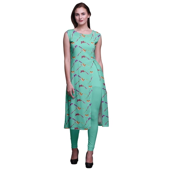Bimba Sleeveless Printed Summer Kurti Straight Tunic DressesÂ&nbsp;ForÂ&nbsp;Women